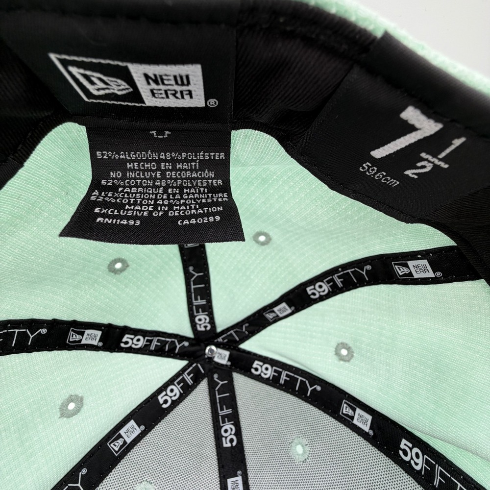 Chicago Cubs Thermal Knit Hat New Era 59Fifty Mint Green Black Fitted 7 1/2 NEW - Picture 9 of 12